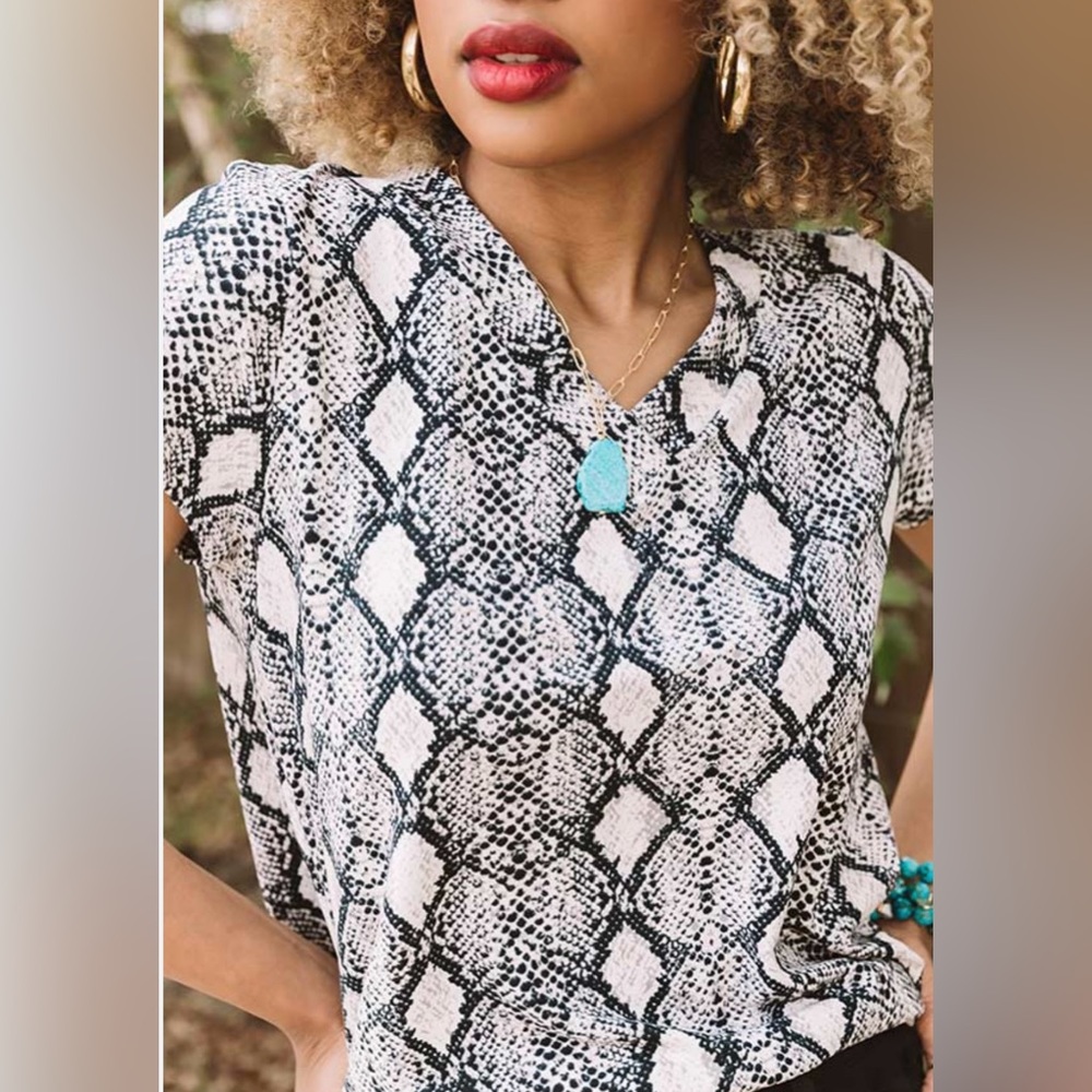 Snakeskin Prink Wrap Top Size S